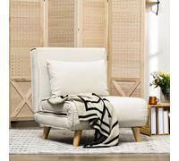 HOMCOM Fauteuil convertible 2 en 1 chauffeuse lit 1 place Dossier Réglable pieds en Bois et coussin