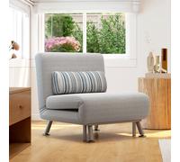 HOMCOM Fauteuil Convertible 1 Place chauffeuse 3 en 1 Fauteuil lit en Lin avec Dossier réglable en 5 Positions, Coussin Inclus, canapé-lit 1 Place pour invités, Salon, Charge 150 kg Gris