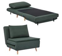 HOMCOM Fauteuil Convertible 3 en 1, Extra Large, avec Fonction lit, Coussin Lombaire et Rembourrage épais, avec Dossier réglable, Aspect Lin, pour Salon, Vert foncé