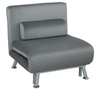 HOMCOM Fauteuil convertible pliant avec fonction lit, coussin de dossier, fauteuil de relaxation pliable, aspect velours, dossier réglable, charge maximale 150 kg, pour salon, gris