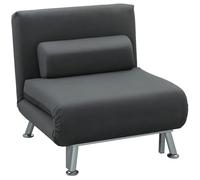 HOMCOM Fauteuil convertible pliant avec fonction lit, coussin de dossier, fauteuil de relaxation pliable, aspect velours, dossier réglable, charge maximale 150 kg, pour salon, gris foncé
