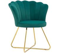 HOMCOM Fauteuil Coquillage Chaise Coiffeuse Fauteuil en Velours avec Pieds en Acier pour Salon et Chambre 69 x 64 x 80 cm Vert foncé