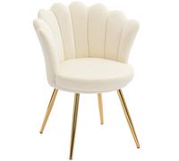 HOMCOM Fauteuil coquillage chaise coiffeuse fauteuil en velours fauteuil de salon avec pieds en métal doré beige