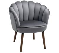 HOMCOM Fauteuil Coquillage Fauteuil de Salon Chambre avec Dossier et Coussin Aspect Velours Pieds en Bois hévéa Gris