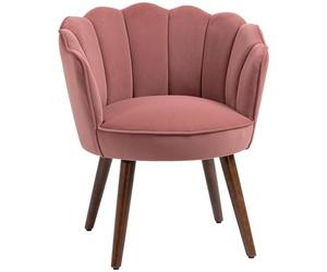 HOMCOM Fauteuil Coquillage Fauteuil de Salon Chambre avec Dossier et Coussin Aspect Velours Pieds en Bois hévéa dim. 66L x 66l x 78,5H cm, Rose