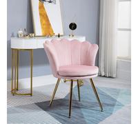 HOMCOM Fauteuil coquillage Fauteuil rose Fauteuil de salon Chaise en velours