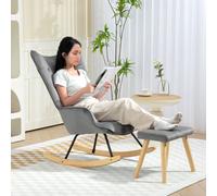 HOMCOM Fauteuil d'accent avec Repose-Pieds, rembourré, dossier haut, Aspect Velours, jusqu'à 150 kg, Gris foncé