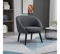 HOMCOM Fauteuil d'Appoint Fauteuil de Salon Chaise Rembourrée pour Salon, Chambre, Salle à Manger, Moderne avec Aspect Lin Bois Gris 71x65x75cm