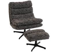 HOMCOM Fauteuil d'appoint pivotant 360° avec Repose-Pieds réglable en Hauteur, Tissu Chenille, Coussin épais, Assise Large, capitonné, pour Salon ou Chambre, Gris