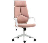 HOMCOM Fauteuil de Bureau à Bascule, Fauteuil présidentiel en Tissu réglable en Hauteur et Assise pivotante, 63x63x117-127 cm, Rose