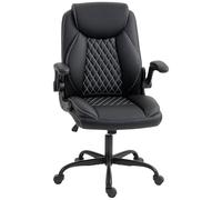 HOMCOM Fauteuil de Bureau Accoudoirs Relevables Pivotant 360° Noir