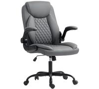 HOMCOM Fauteuil de Bureau avec accoudoirs relevables, Chaise Bureau Ergonomique avec Hauteur réglable, Fonction de Bascule, Large Assise rembourrée, pivotant 360°, Charge 120 Kg, Gris foncé