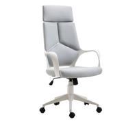 HOMCOM Fauteuil de Bureau avec Fonction basculante 63x63x117-127 cm Gris | Fauteuil de direction en tissu, hauteur réglable, siège pivotant