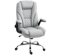 HOMCOM Fauteuil de Bureau, Chaise Bureau Ergonomique avec Large Assise rembourrée, Hauteur réglable, accoudoirs relevables, Dossier Haut, pivotant 360°, Tissu en Velours, Charge 135 Kg, Gris