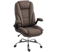 HOMCOM Fauteuil de bureau, chaise bureau ergonomique, hauteur réglable, accoudoirs relevables, 70 x 70 x 114-122 cm, marron