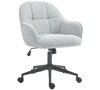 HomCom Fauteuil de bureau dossier et assise capitonnés hauteur réglable pivotant 360° tissu gris