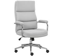 HOMCOM Fauteuil de Bureau, Chaise de Bureau Ergonomique avec Hauteur réglable, Fonction de Bascule, Tissu en Lin, Chaise d'ordinateur pour Chambre, télétravail, Charge 120 Kg, Gris Clair