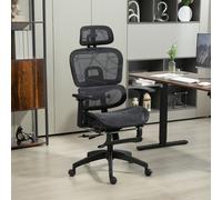HOMCOM Fauteuil de bureau, chaise de bureau ergonomique en maille avec accoudoirs 3D, dossier inclinable, 66x64x122 cm, noir