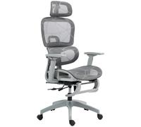 HOMCOM Fauteuil de bureau, chaise de bureau ergonomique en maille avec accoudoirs 3D, dossier inclinable, 66x64x122 cm, gris