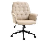HOMCOM Fauteuil de Bureau Chaise de Bureau Hauteur réglable roulettes pivotant 360° Tissu Chanvre 69L x 66l x 89,5-97H cm Beige