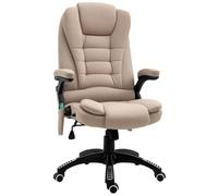 Homcom Fauteuil De Bureau Direction Massant Chauffant Hauteur Réglable Dossier Inclinable Toile De Lin