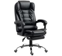 HOMCOM Fauteuil de Bureau Dossier Inclinable 64,5 x 69 x 117 cm Noir | Fauteuil Manager, Grand Confort, Roulettes, PU