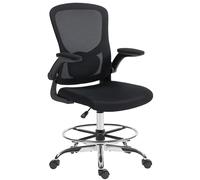 HOMCOM Fauteuil de bureau ergonomique, régalable, modulable, bureau, confort bureau en acier, polyester noir in vec repose-pieds Aosom France