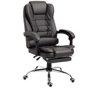 HOMCOM Fauteuil de Bureau Fauteuil Manager Grand Confort Dossier inclinable roulettes PU 64,5 x 69 x 117 cm Café