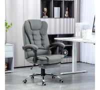 HOMCOM Fauteuil de bureau fauteuil manager grand confort dossier inclinable roulettes PU 64,5 x 69 x 117 cm gris