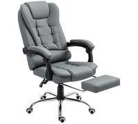 HOMCOM Fauteuil de Bureau Fauteuil Manager Grand Confort Dossier inclinable roulettes PU 64,5 x 69 x 117 cm Gris