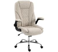 HOMCOM Fauteuil de Bureau Large Assise Rembourrée Hauteur Réglable Beige