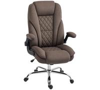 HOMCOM Fauteuil de Bureau Large Assise Rembourrée Hauteur Réglable Marron