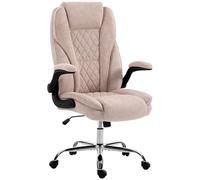 HOMCOM Fauteuil de Bureau Large Assise Rembourrée Hauteur Réglable Rose