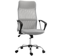 HOMCOM Fauteuil de bureau manager dossier ergonomique hauteur assise réglable pivotant tissu maille 63x65x119109-119cm gris