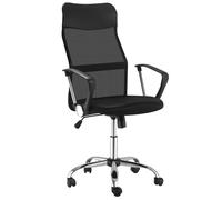 HOMCOM Fauteuil de bureau manager grand confort dossier ergonomique hauteur assise réglable pivotant tissu maille noir