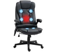 HOMCOM Fauteuil de Bureau Massant Chauffant Électrique Ergonomique Noir | Fauteuil Bureau Ergonomique, Revêtement Synthétique