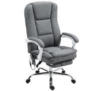 HOMCOM Fauteuil de bureau massant et chauffant chaise de bureau avec hauteur réglable dossier inclinable 66x60x113-121cm gris