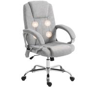 HOMCOM Fauteuil de Bureau Massant et Chauffant Ergonomique à Bascule Gris | Chaise de Bureau, Hauteur et Accoudoirs Réglables, Télécommande, Pivotant 360°, Tissu en Velours