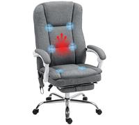 HOMCOM Fauteuil de Bureau massant et Chauffant, Hauteur réglable, Gris