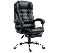 HomCom Fauteuil de bureau - Manager grand-confort, dossier inclinable, roulettes, PU, noir