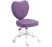 HOMCOM Fauteuil de Bureau sans accoudoirs Moderne Tissu Forme cœur Violet