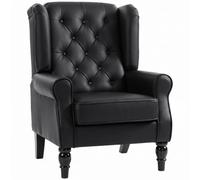 HOMCOM Fauteuil de Chambre en Cuir PU Style français Noir
