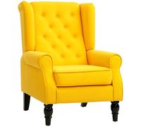 HOMCOM Fauteuil de Lecture midcentury, Haut Dossier à Oreilles, Jaune