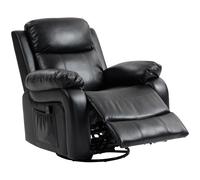 HOMCOM Fauteuil de massage avec 8 têtes vibrantes, fauteuil relax, dossier réglable + repose-pieds, Noir
