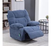HOMCOM Fauteuil de massage avec Fonction de Chauffage et Allonge, rotatif, jusqu'à 150 kg, structure métallique, 98x90x98cm, Bleu