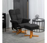 HOMCOM Fauteuil de Massage avec Fonction de Couchage et Repose-Pieds, Inclinaison à 145°, Polyester, 80 x 86 x 99 cm, Noir