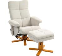 HOMCOM Fauteuil de massage avec pouf, fauteuil de relaxation électrique pivotant à 360° avec fonction de couchage et espace de rangement, fauteuil TV Fauteuil de télévision avec poche latérale Télécom