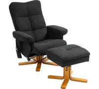HOMCOM Fauteuil de massage avec pouf, fauteuil de relaxation électrique pivotant à 360° avec fonction de couchage et espace de rangement, fauteuil TV Fauteuil de télévision avec poche latérale Télécom