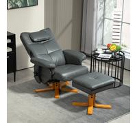 HOMCOM Fauteuil de massage avec repose-pieds, dossier réglable, port de charge USB, simili cuir, jusqu'à 150 kg, Gris foncé