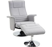 HOMCOM Fauteuil de massage avec repose-pieds, fauteuil de relaxation avec fonction chaise longue, fauteuil TV électrique avec télécommande, fauteuil inclinable avec aspect lin, acier, gris clair